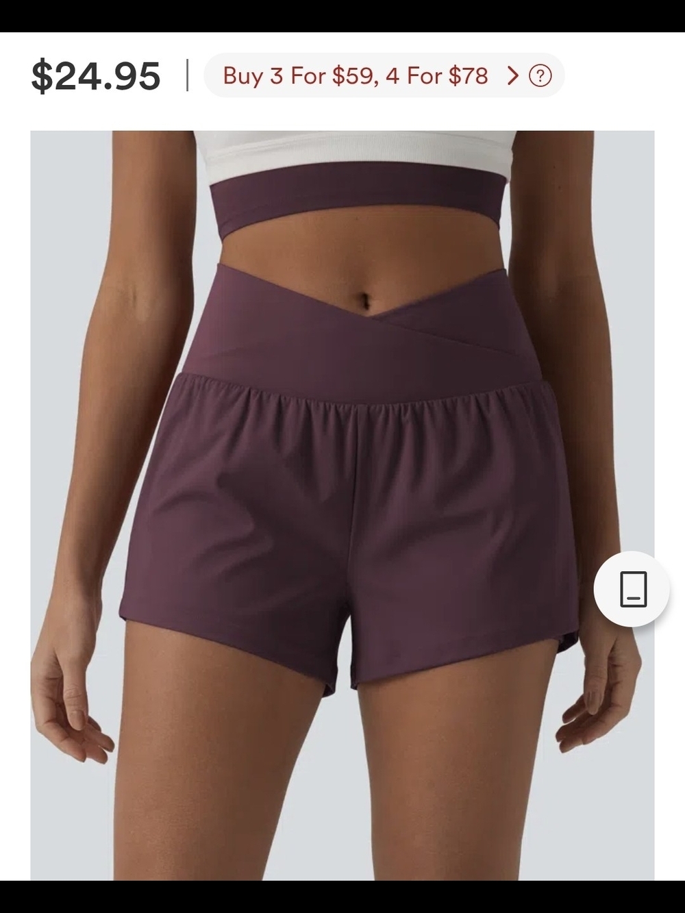 HALARA Women’s Cross-Band High-Waist Athletic Shorts - Plum